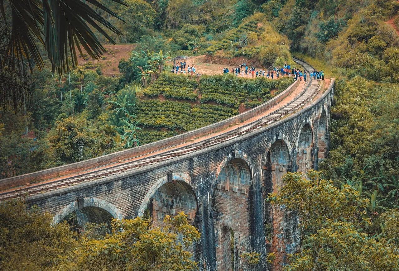 Le pont aux neuf arches au milieu des plantations de thé, au Sri Lanka